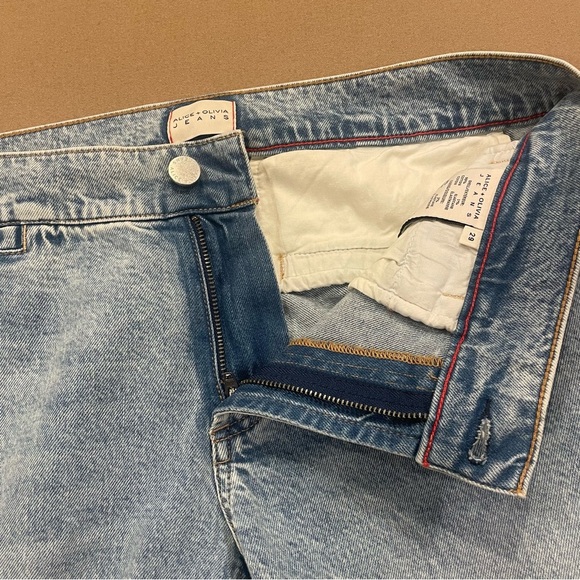 Alice + Olivia Kayla Wide Leg Coin Pocket Jeans Rockstar Blue Size 29 - Picture 13 of 17